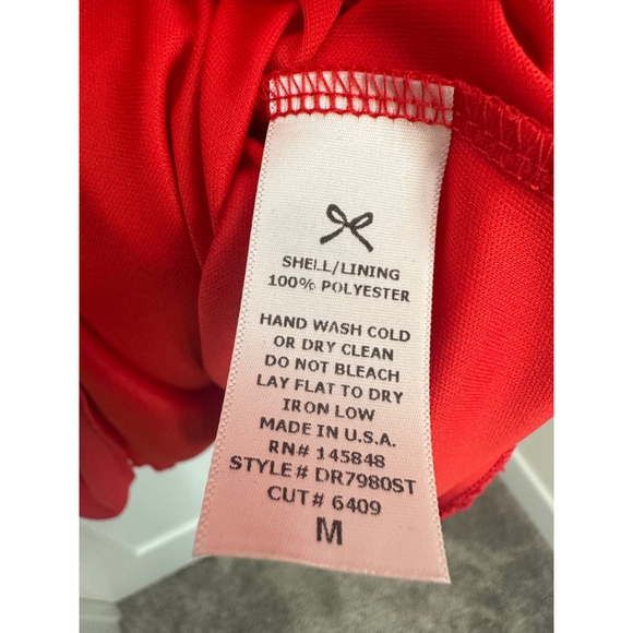 French Grey Rosanna Neck Tie Detail Red Dress - Picture 4 of 6